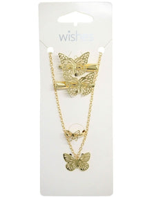 Gold Metal Butterfly Jewel Set in Multi