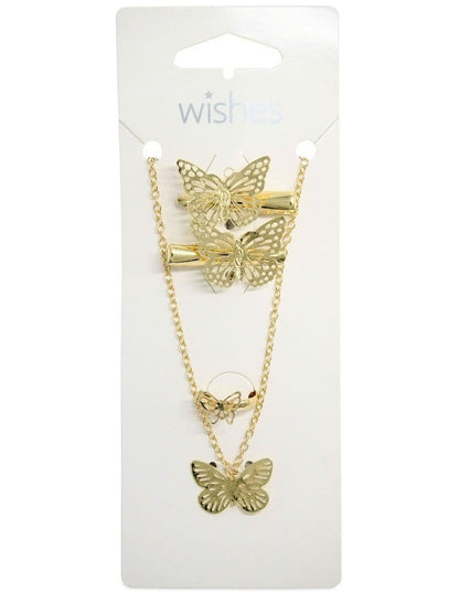 Gold Metal Butterfly Jewel Set in Multi