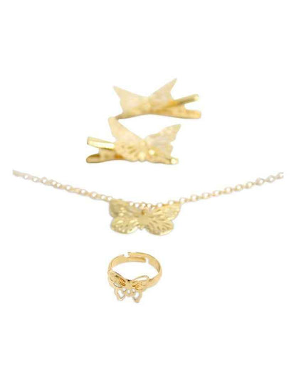 Gold Metal Butterfly Jewel Set in Multi