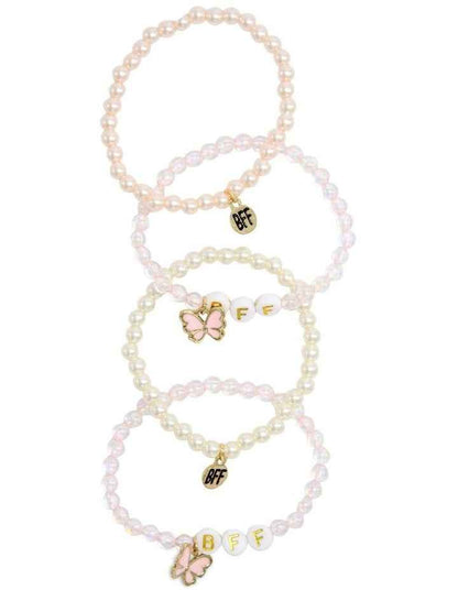 Bff Butterfly Beaded Bracelt Pack Of 5 in Multi