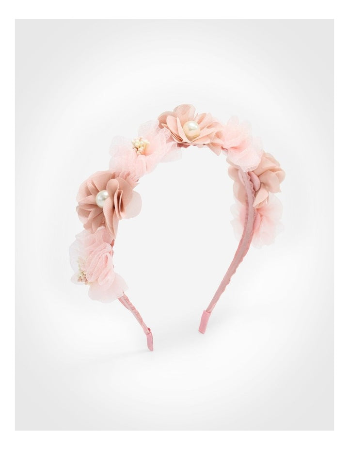 Pink Pearl Floral Aliceband in Multi