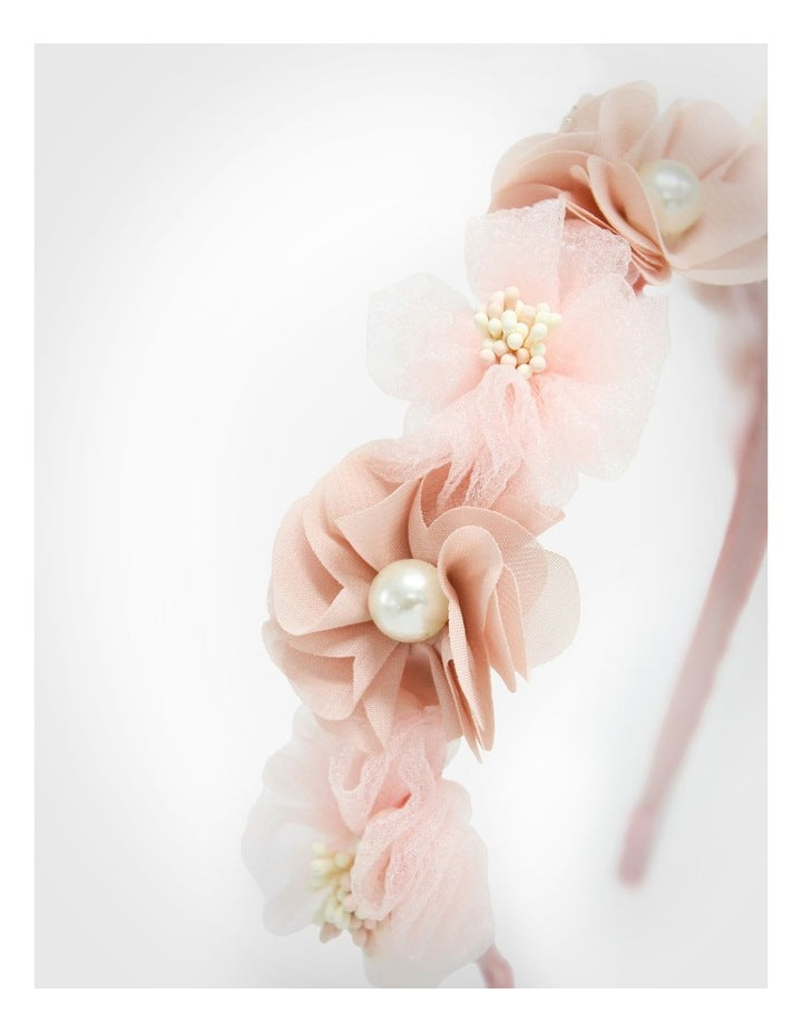 Pink Pearl Floral Aliceband in Multi