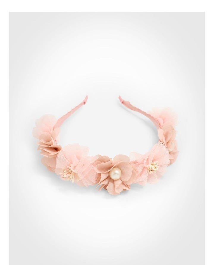 Pink Pearl Floral Aliceband in Multi