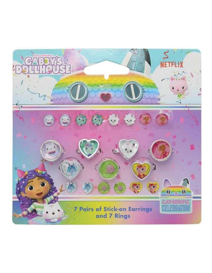 7 Day Stick-on Earrings & Ring Set in Multi