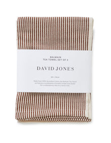 Balmain Coffee Yarn Dyed Cotton TeaTowel Set of 3