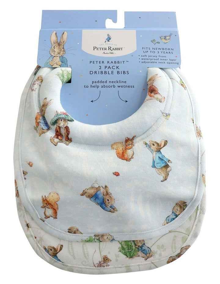 Peter Rabbit And Benjamin Bunny Dribble Bibs 2 Pack in Blue