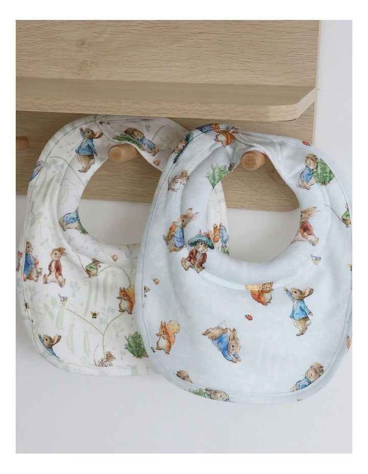 Peter Rabbit And Benjamin Bunny Dribble Bibs 2 Pack in Blue