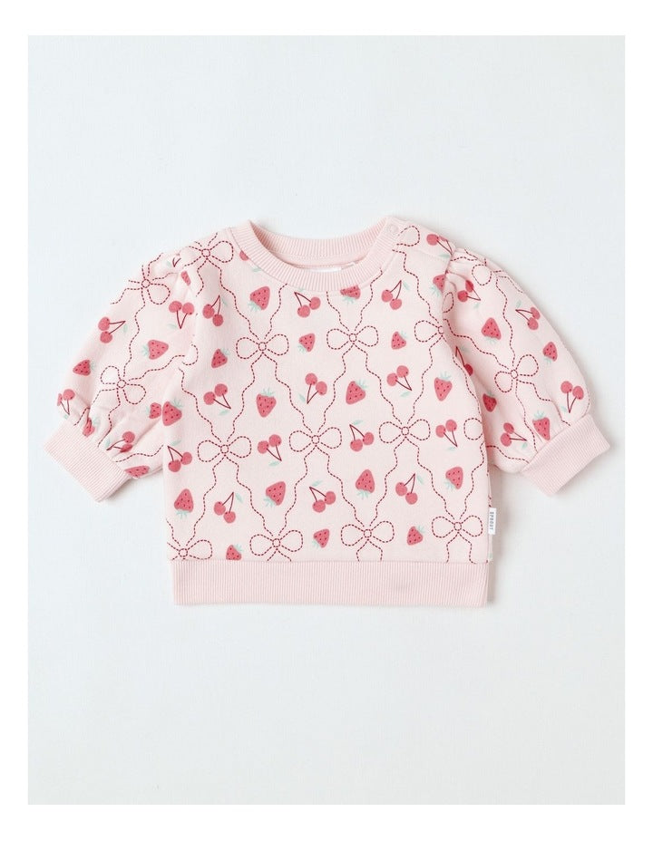 Essential Berry & Bow Sweat Top In Pink