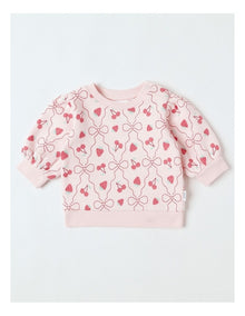 Essential Berry & Bow Sweat Top In Pink