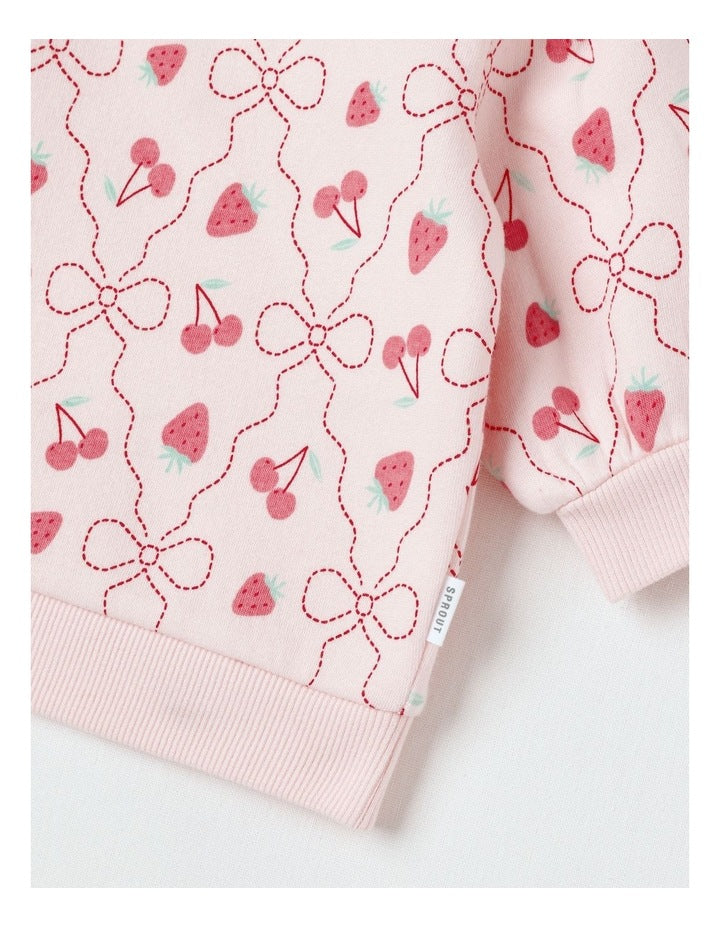 Essential Berry & Bow Sweat Top In Pink