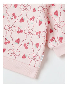 Essential Berry & Bow Sweat Top In Pink