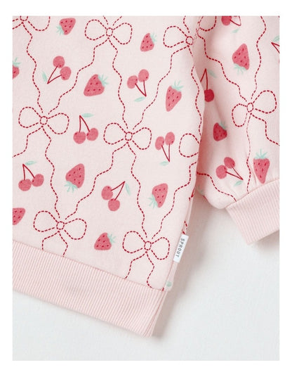 Essential Berry & Bow Sweat Top In Pink