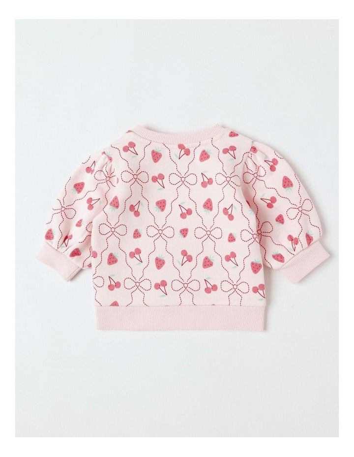 Essential Berry & Bow Sweat Top In Pink