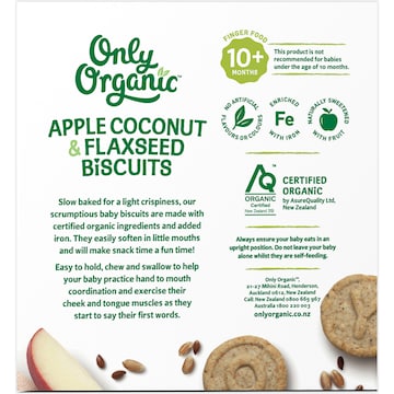 Only Organic Apple Coconut & Flaxseed Biscuits 100g