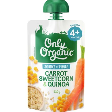 Only Organic Sweetcorn Carrot & Quinoa 120g