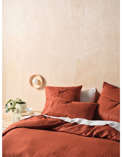 Washed Linen Queen Quilt Cover Set Rust
