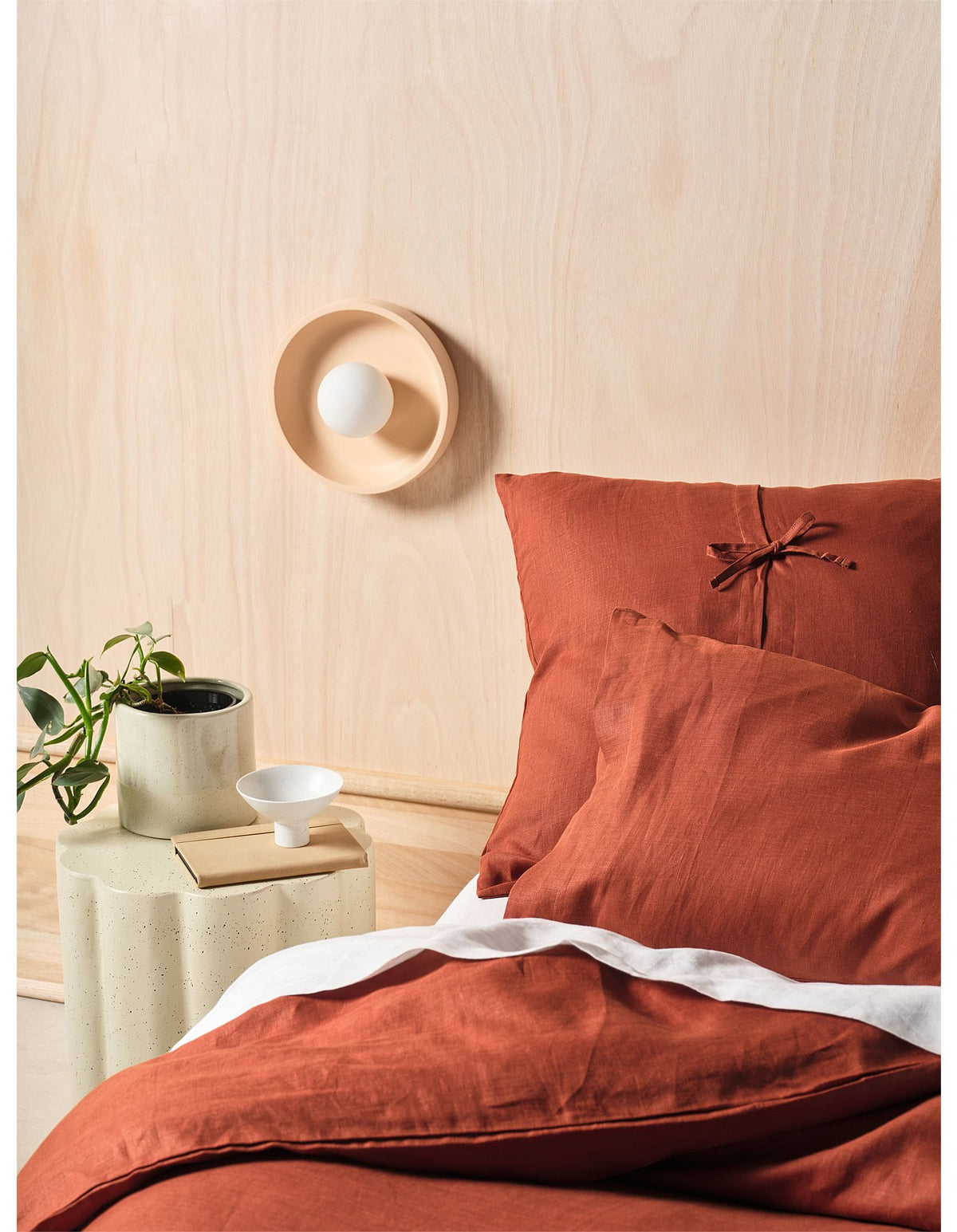 Washed Linen Queen Quilt Cover Set Rust