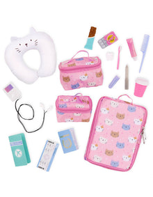 Kitty-Print Luggage & Accessories Set