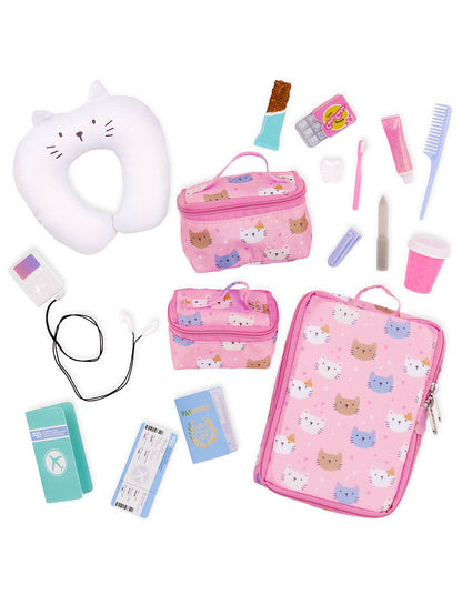 Kitty-Print Luggage & Accessories Set