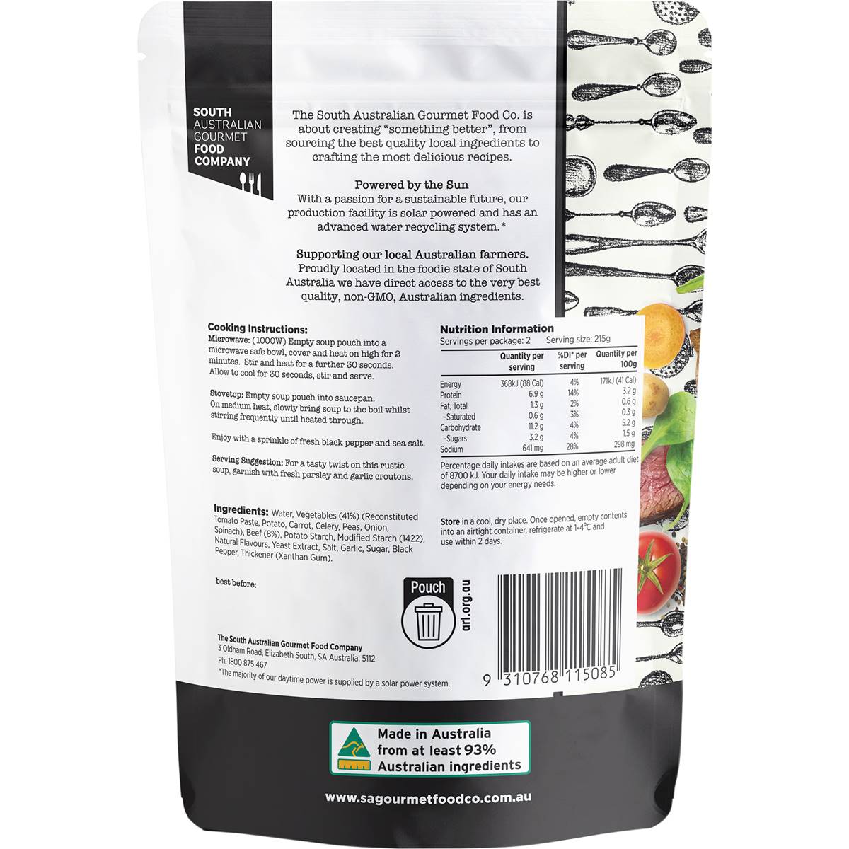 South Australian Gourmet Food Company Aussie Beef & Vegetable Soup 430g