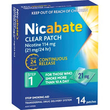 Nicabate Clear Patch Quit Smoking Step 1, 21 Mg 14 pack
