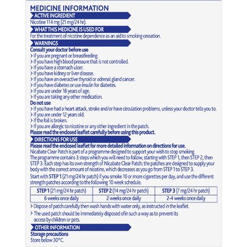 Nicabate Clear Patch Quit Smoking Step 1, 21 Mg 14 pack