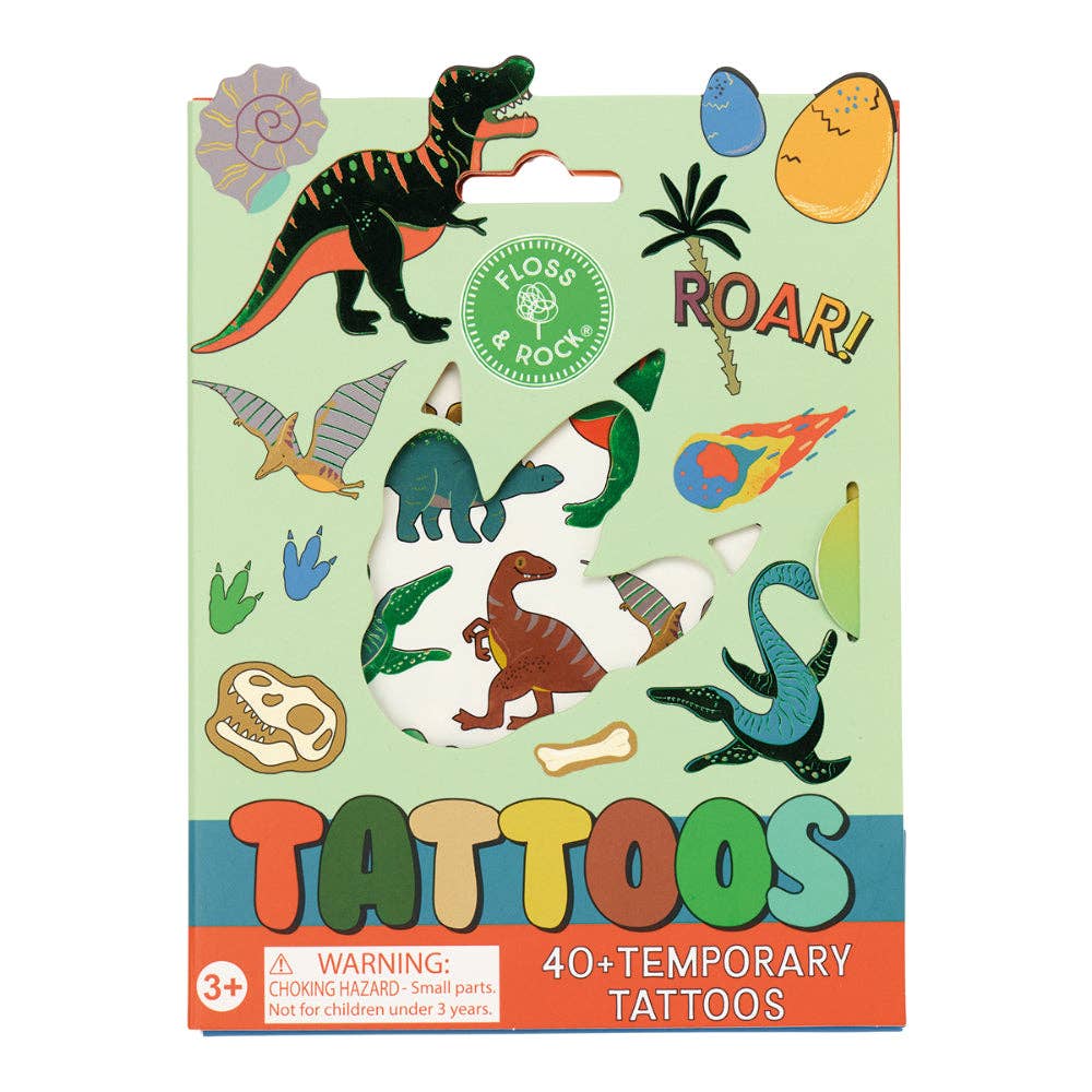 Floss & Rock Temporary Tattoos Dinosaurs 2 Sheets over 40 tattoos Art and craft for kid Dinosaur Theme 3yrs+