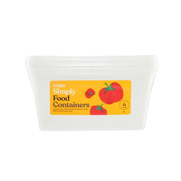 COLES SIMPLY FOOD CONTAINERS 1 LITRE 4PACK
