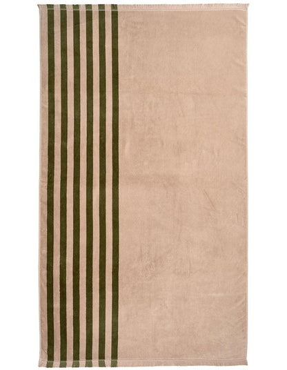 Palma Stripe Australian Cotton Beach Towel in Caper/Shell