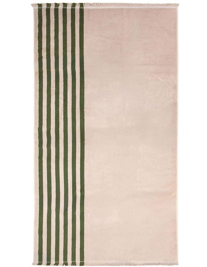 Palma Stripe Australian Cotton Beach Towel in Caper/Shell