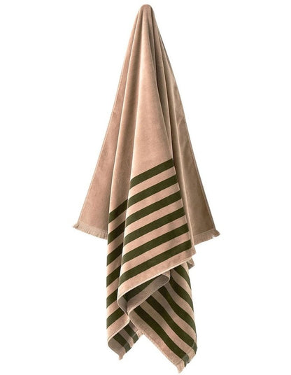 Palma Stripe Australian Cotton Beach Towel in Caper/Shell