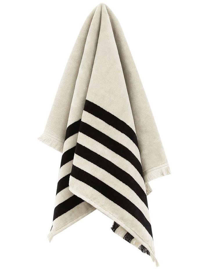 Palma Stripe Australian Cotton Towel in Black