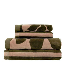 Palma Petal & Stripe Australian Cotton Towel Set in Caper