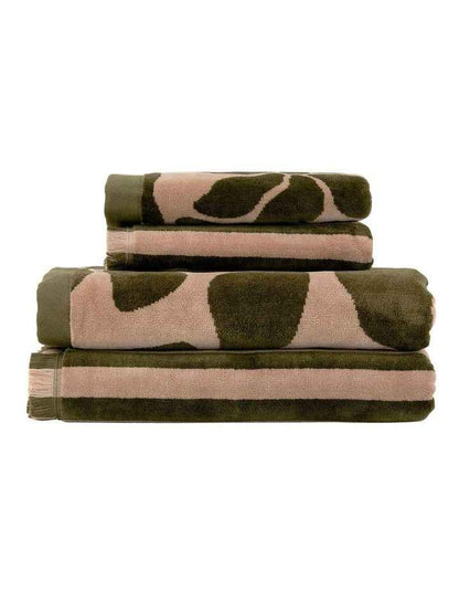 Palma Petal & Stripe Australian Cotton Towel Set in Caper