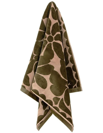 Palma Petal & Stripe Australian Cotton Towel Set in Caper