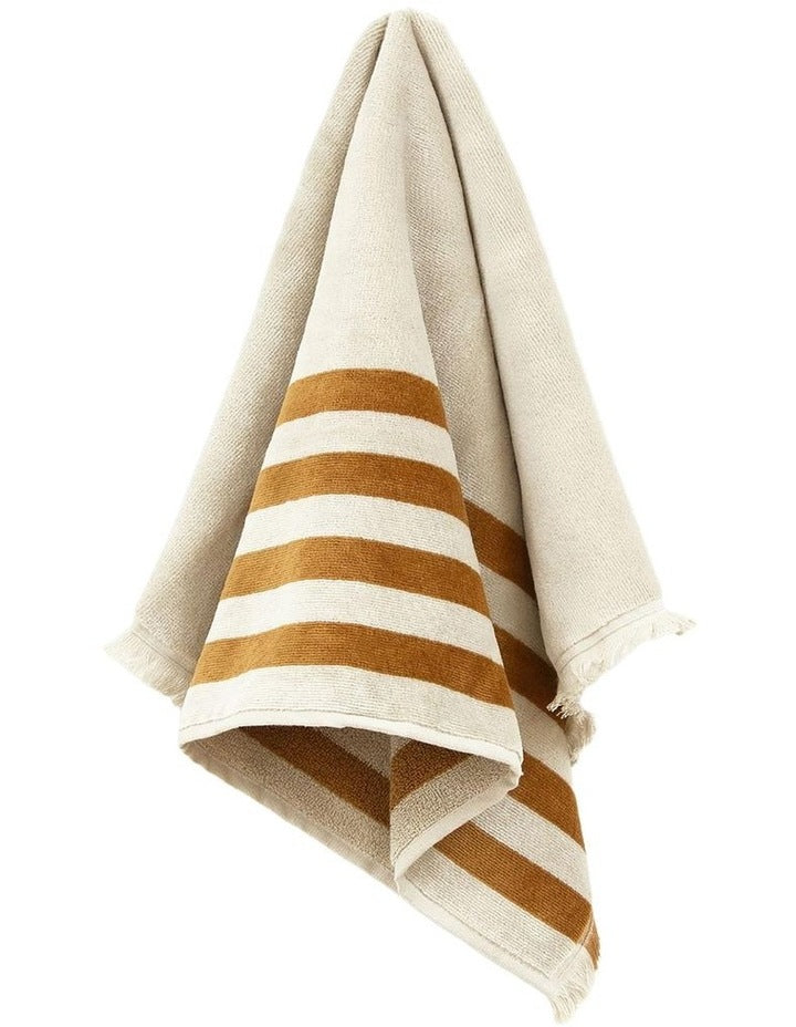 Stripe Petal Australian Cotton Towel Set in Bronze