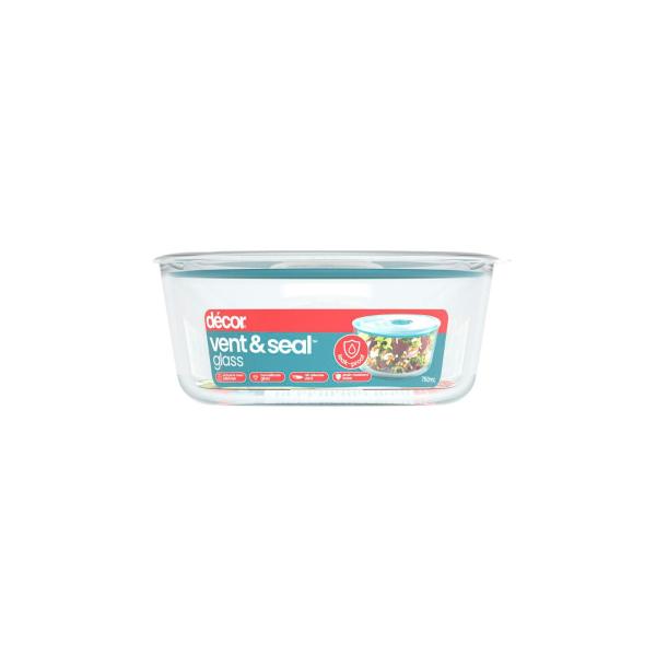 DECOR VENT & SEAL GLASS LEAK PROOF ROUND CONTAINER 750ML