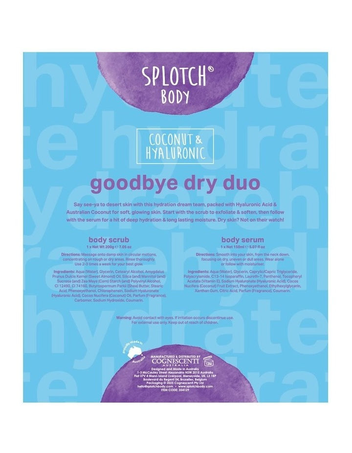 Coconut & Hyaluronic Goodbye Dry Body Scrub & Serum Duo