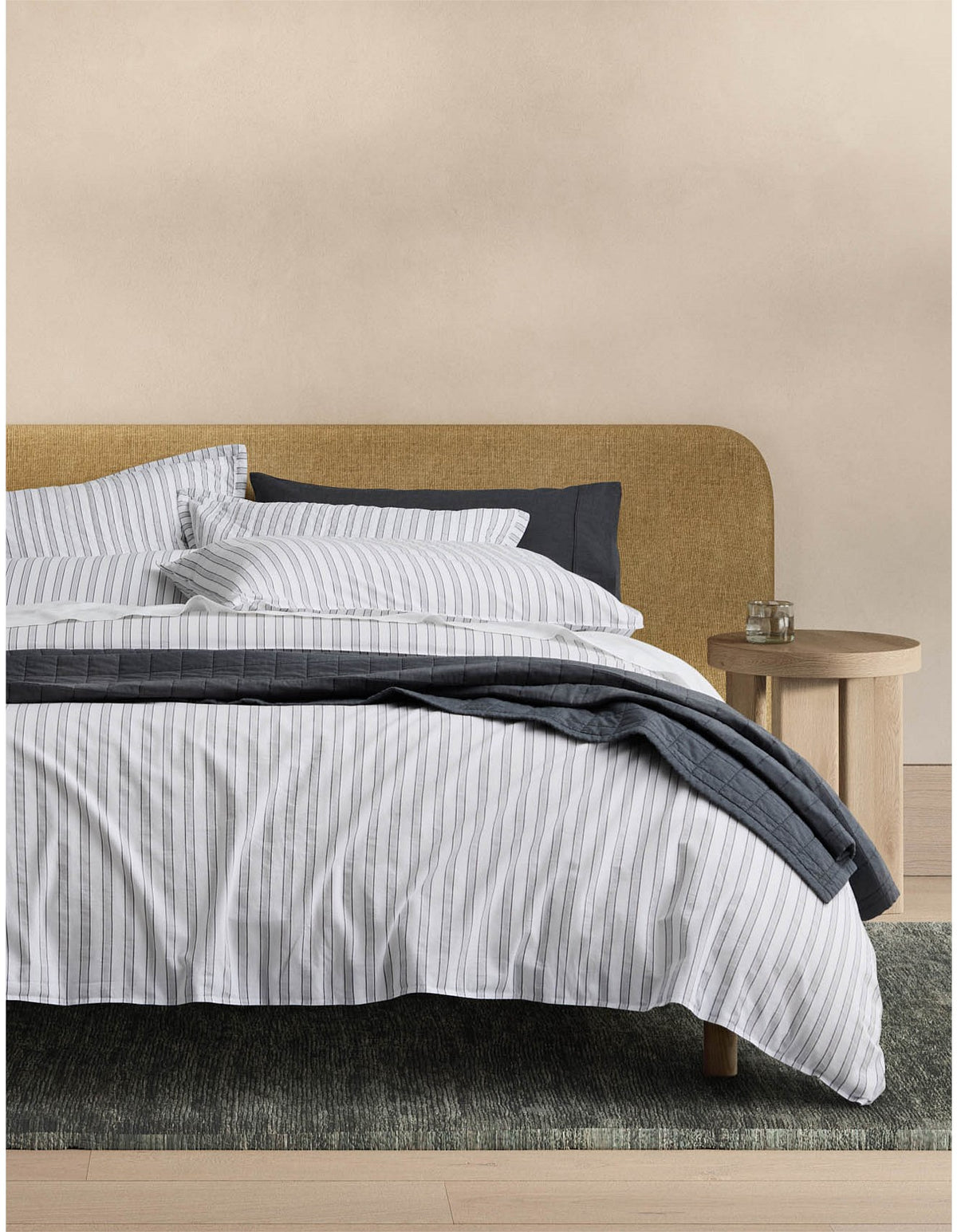 REILLY DOUBLE STRIPE SINGLE QUILT COVER SET IN MONOCHROME