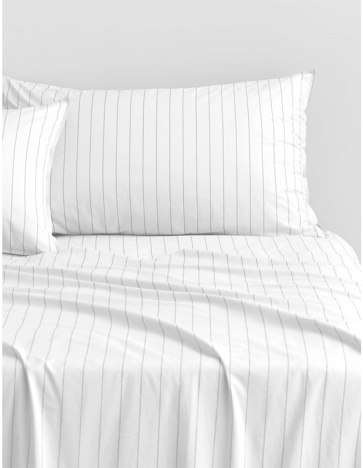 BAYLEY STRIPE WASHED PERCALE QUEEN SHEET SET IN WHITE