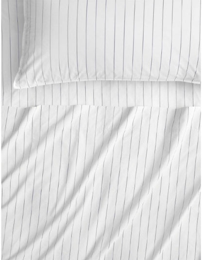BAYLEY STRIPE WASHED PERCALE QUEEN SHEET SET IN WHITE