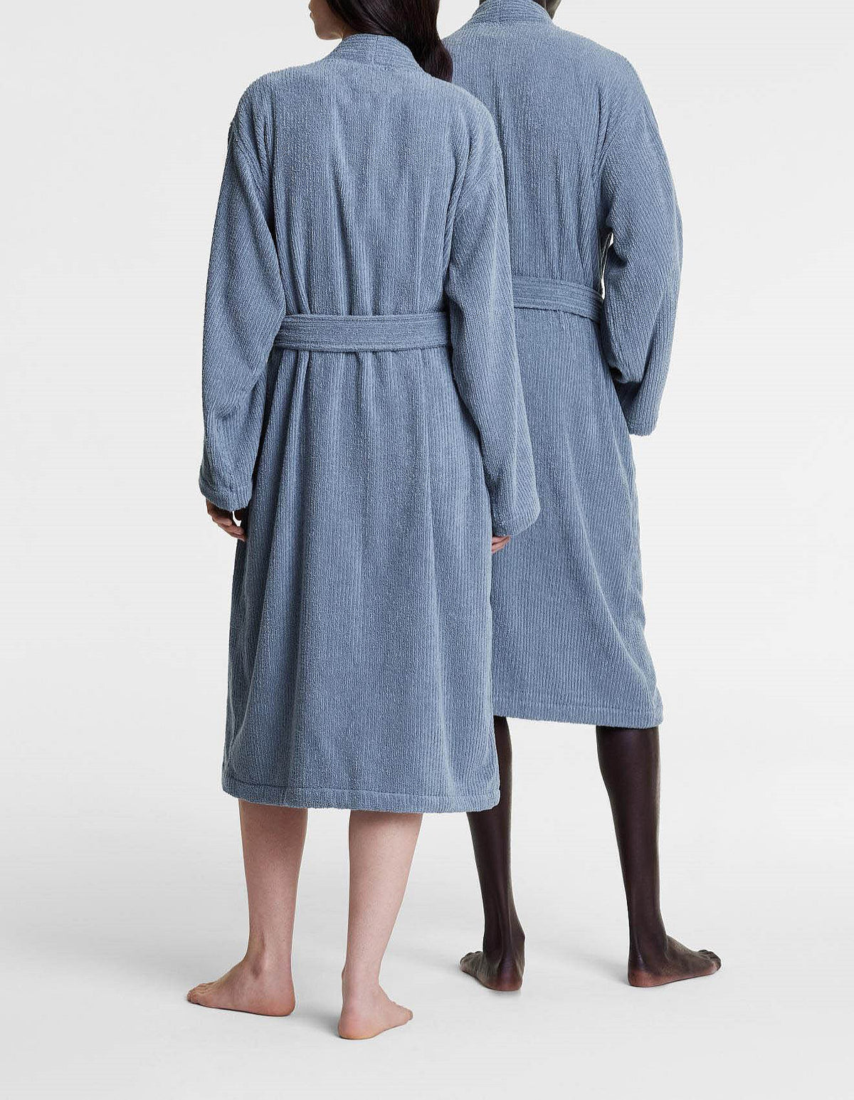 LIVING TEXTURES TOWELLING ROBE - L/XL IN ORIENT BLUE
