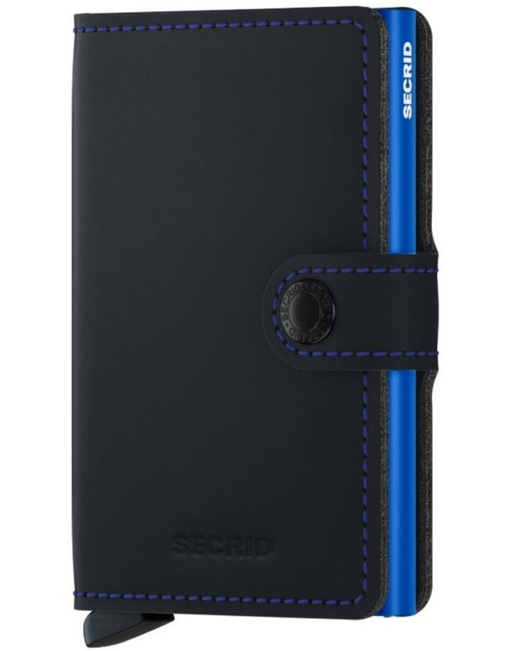 Mini Wallet in Matte Black/Blue