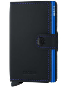 Mini Wallet in Matte Black/Blue