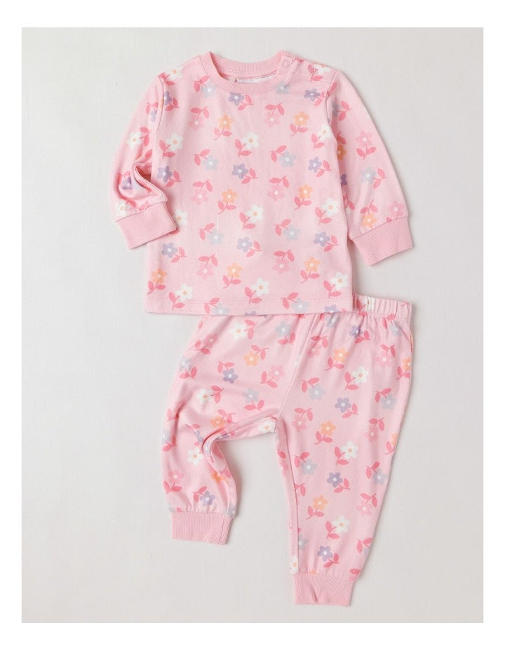 Cosy Knit Floral Pyjamas in Blush