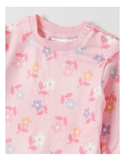 Cosy Knit Floral Pyjamas in Blush