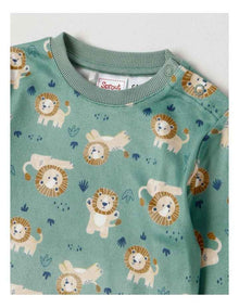 Cosy Knit Lion Pyjamas in Bright Green
