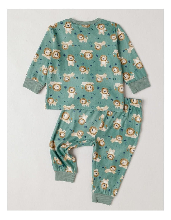 Cosy Knit Lion Pyjamas in Bright Green