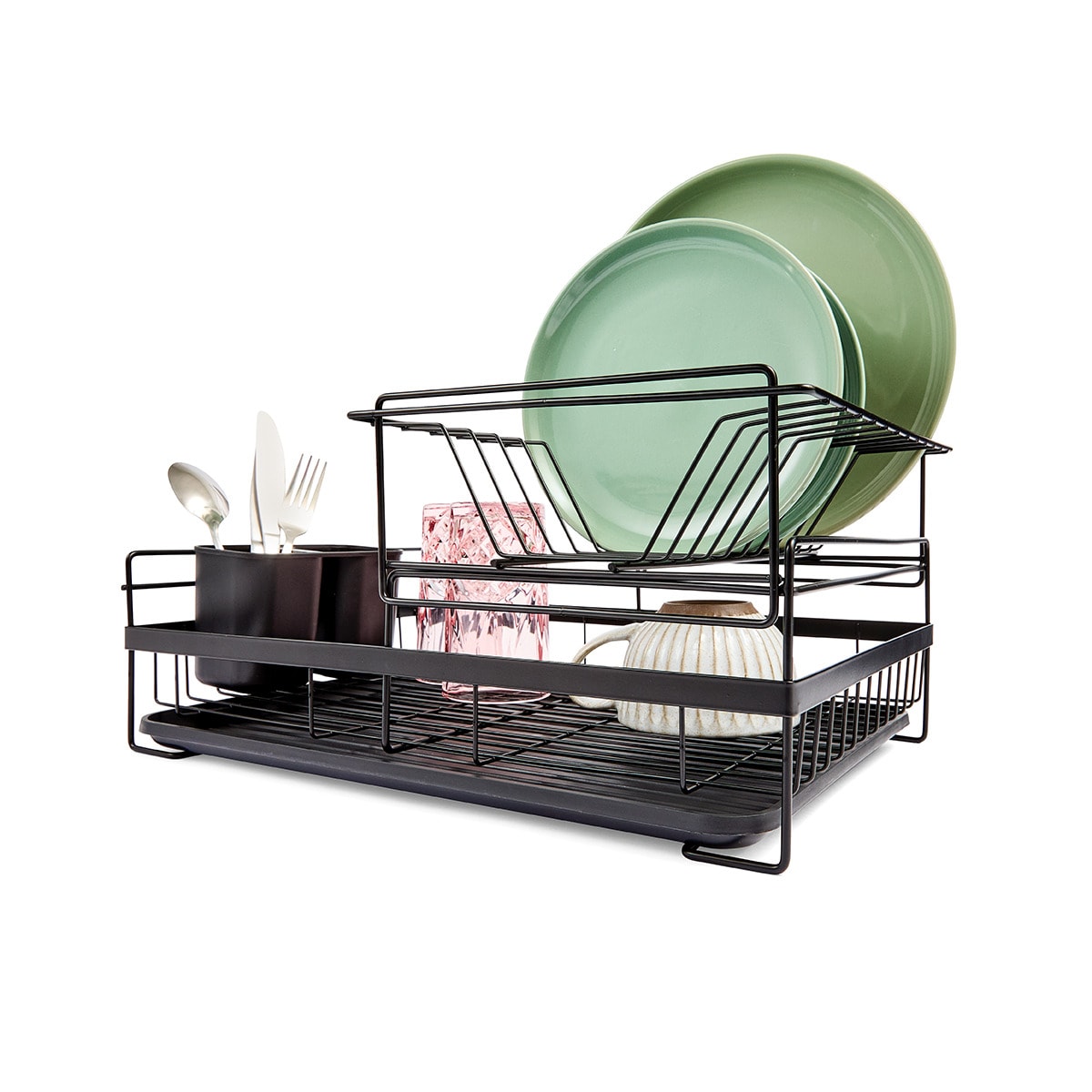 2 Tier Dish Rack - Black