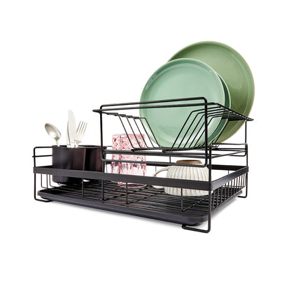 2 Tier Dish Rack - Black